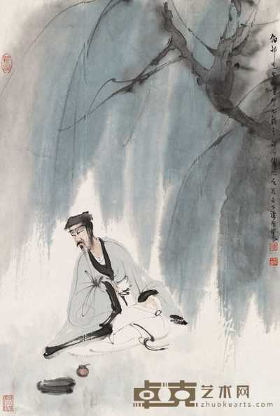 傅抱石 东坡观砚图 立轴 69×46cm